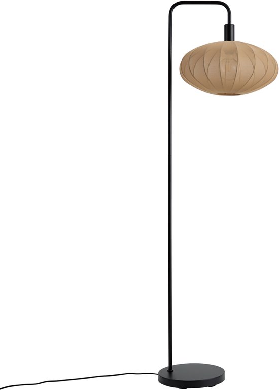 QAZQA bida - Japandi Vloerlamp | Staande Lamp - 1 lichts - H 160 cm - Zwart - Woonkamer | Slaapkamer