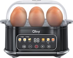 Olvy Smart Eierkoker - LCD-Display - Met Timer - 6 Eieren - Elektrisch - Incl. Maatbeker - Vaatwasserbestendig