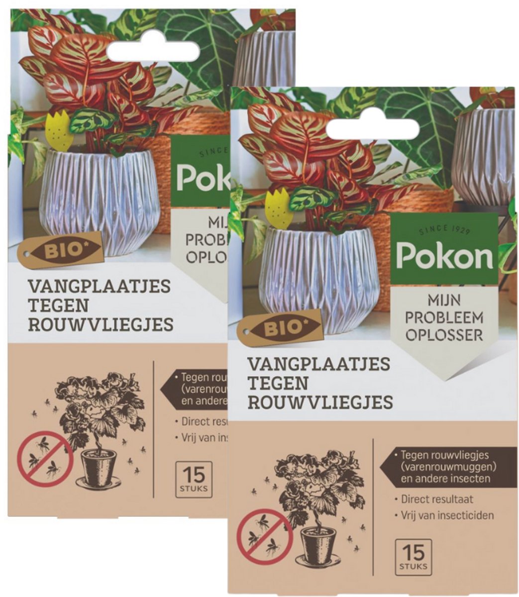 Pokon Bio Vangplaatjes tegen Rouwvliegjes, Trips, Witte Vliegen – 30 stuks – Rouwvliegjes plakstrips – Natuurlijk rouwvliegjes bestrijden voor kamerplanten