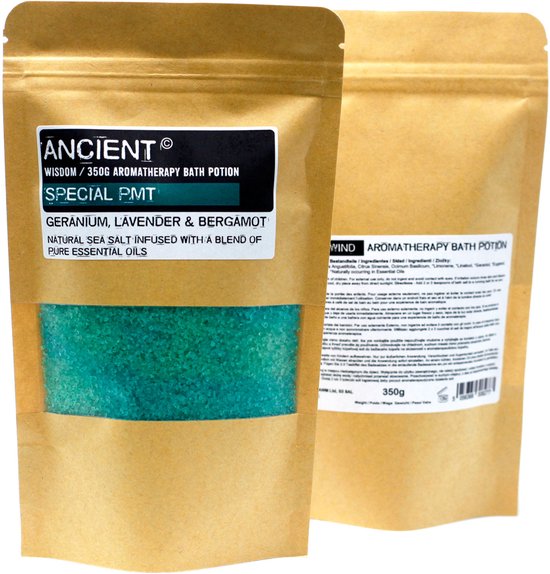 Aromatherapie Badzout - Geranium, Lavendel & Bergamot - Special PMT - 350gr