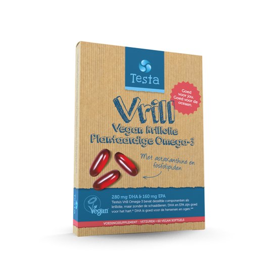 Testa Omega-3 Algenolie - Vegan Krill Olie met Hoge Concentratie Omega 3 - 100% Plantaardig Voedingssupplement - 60 Capsules