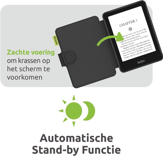 Gecko Covers Cactus Cover Hoes geschikt voor Kobo Libra Colour / Tolino Vision Color - E-reader Hoes - Slaap/Wake functie - Zwart van Gecko Covers — afbeelding 4