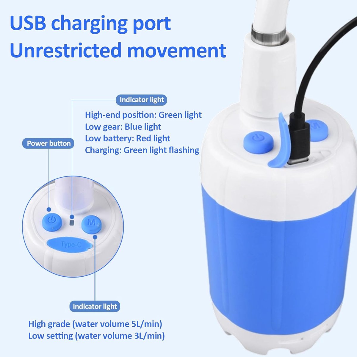 Camping Douche - Draagbare Douche met USB-batterij (€28,99) thumbnail 3