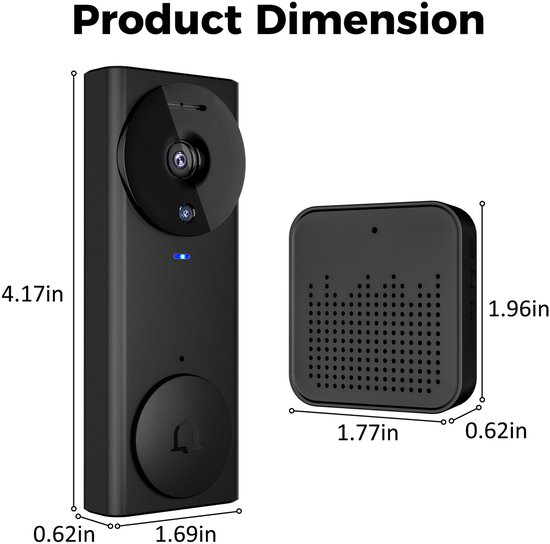 Intelligente visuele draadloze deurbel home hd remote active wekt de deurbel met lange levensduur op van Zmodo — afbeelding 2