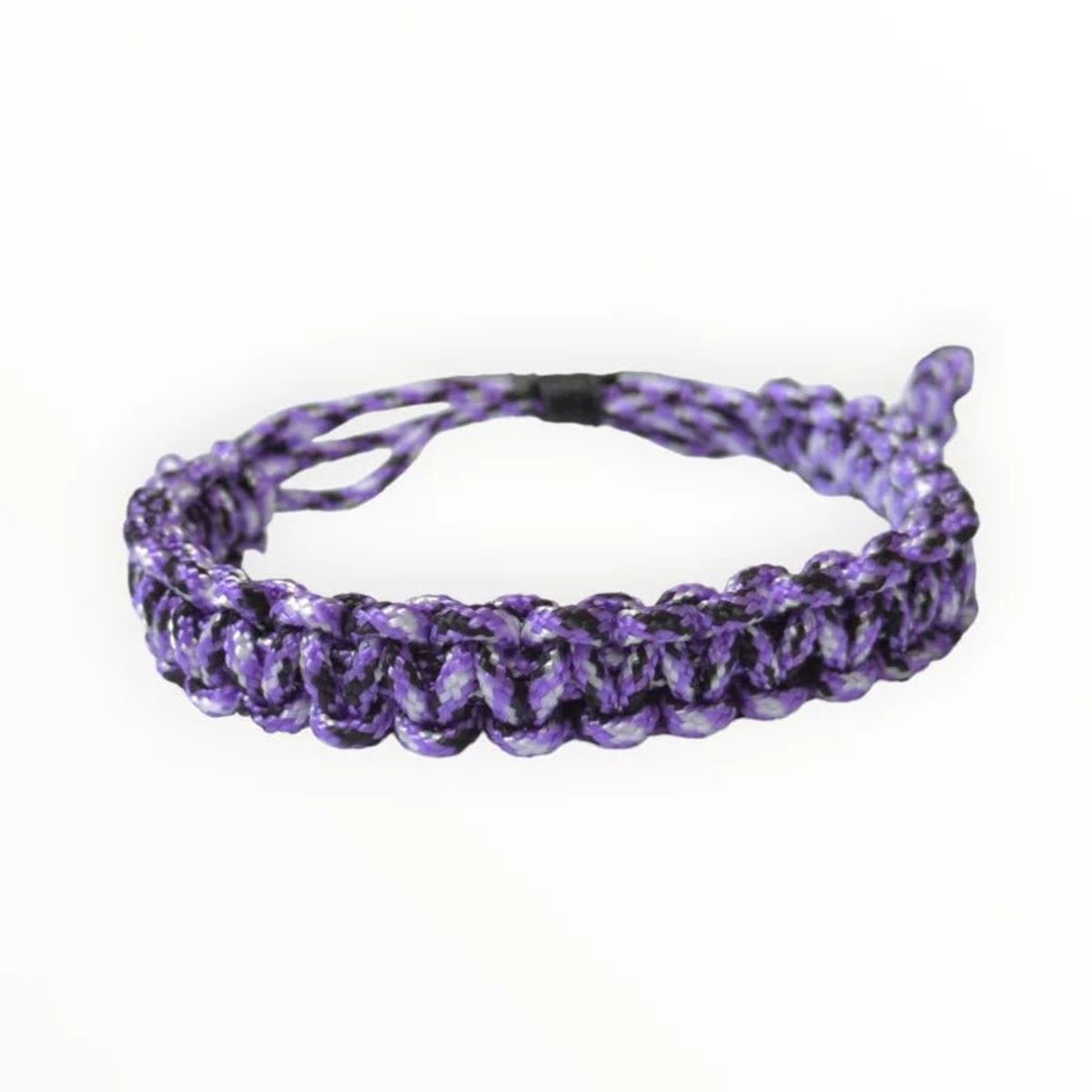 Aramat Jewels | Armbanden | Verstelbare Nylon Armband dames en mannen | Paars-Zwart-Wit | |8mm | Kunststof | Kinderen, Volwassenen | Verkleurd niet