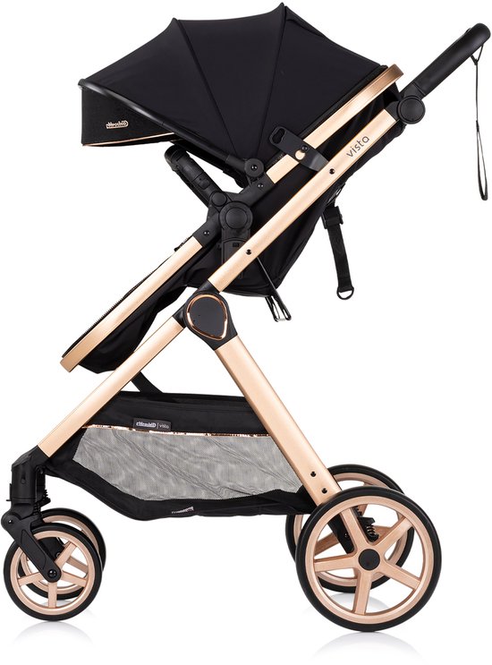 Chipolino Kinderwagen Vista - Baby wagen 2 in 1 - Kinderwagen met wieg en stoel - Licht en flexibel - Omvouwbaar - Inclusief luiertas - Zwart van Chipolino — afbeelding 5