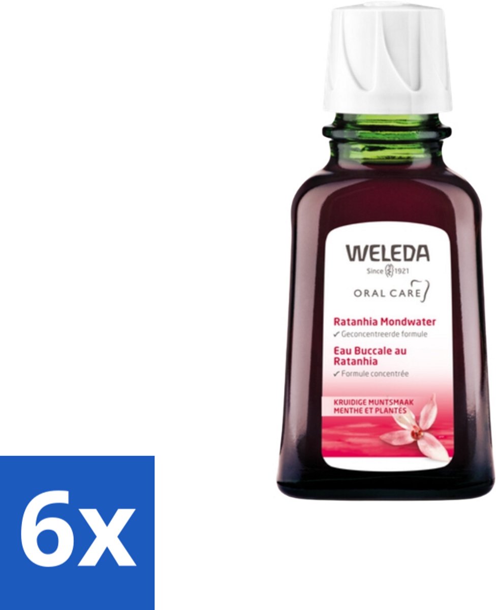 6 x WELEDA - Mondwater geconcentreerd - Ratanhia - 50 ml - Mondwater - Tandvlees - Natuurlijke Mondverzorging - Ratanhia - Verfrissend