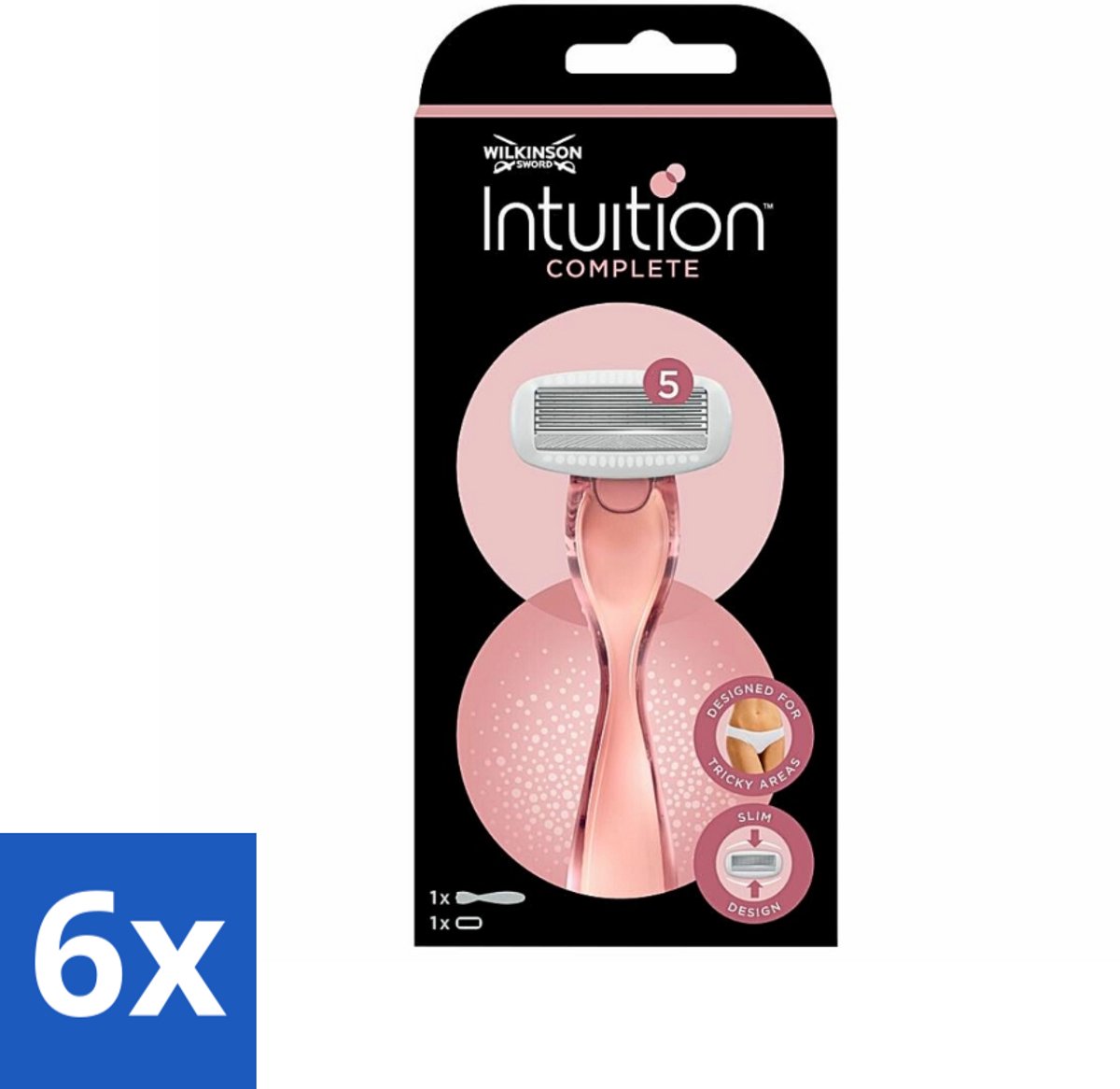 6 x Wilkinson Sword - Scheermes - Intuition Complete - Efficiënt - 1 scheermes - Scheermes - Scheermesje - Scheerapparaat - Scheermes Voor Vrouwen - Gladde Huid