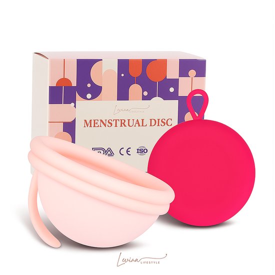 Foto: Luxe herbruikbare menstruatie disc met hoesje menstruatiedisc menstruatiedisk menstruatie ziggy cup disk menstrueren zero waste baby roze maat s