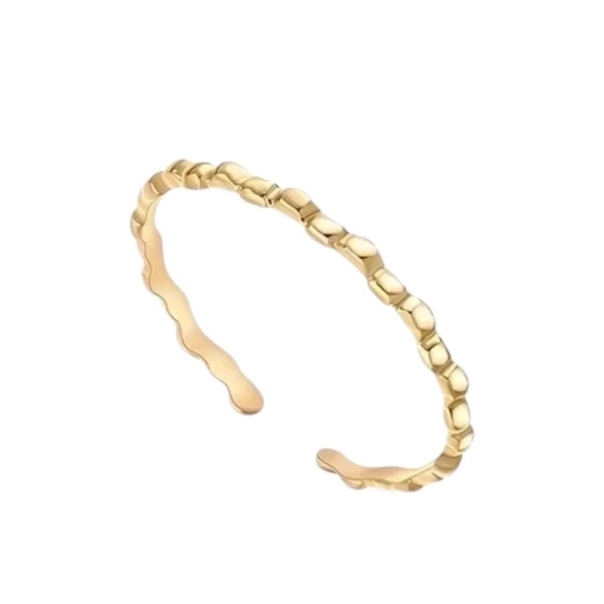 Aramat Jewels | Ringen | Stalen Damesring - Smal & Verstelbaar - 2mm - RVS | Goudkleur | |2mm | Staal | Volwassenen | Verkleurd niet