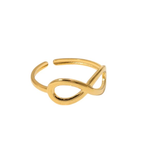 Aramat Jewels | Ringen | Stalen Verstelbare Open Ring - Infinity Symbool - One Size | Goudkleur | |6mm | Staal | Volwassenen | Verkleurd niet