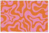 Deurmat 90x60 cm - Droogloopmat Patroon - Roze - Oranje - Abstract - Modern - Mat voor binnen - Schoonloopmat - Deurmatten met print - Inloopmat