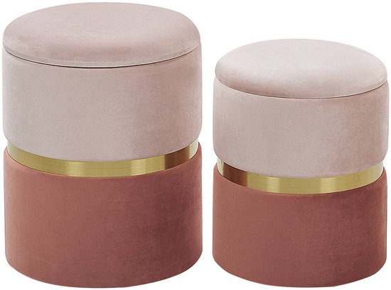 BELIANI WICHITA - Poef - Roze - 36/31 cm - Fluweel