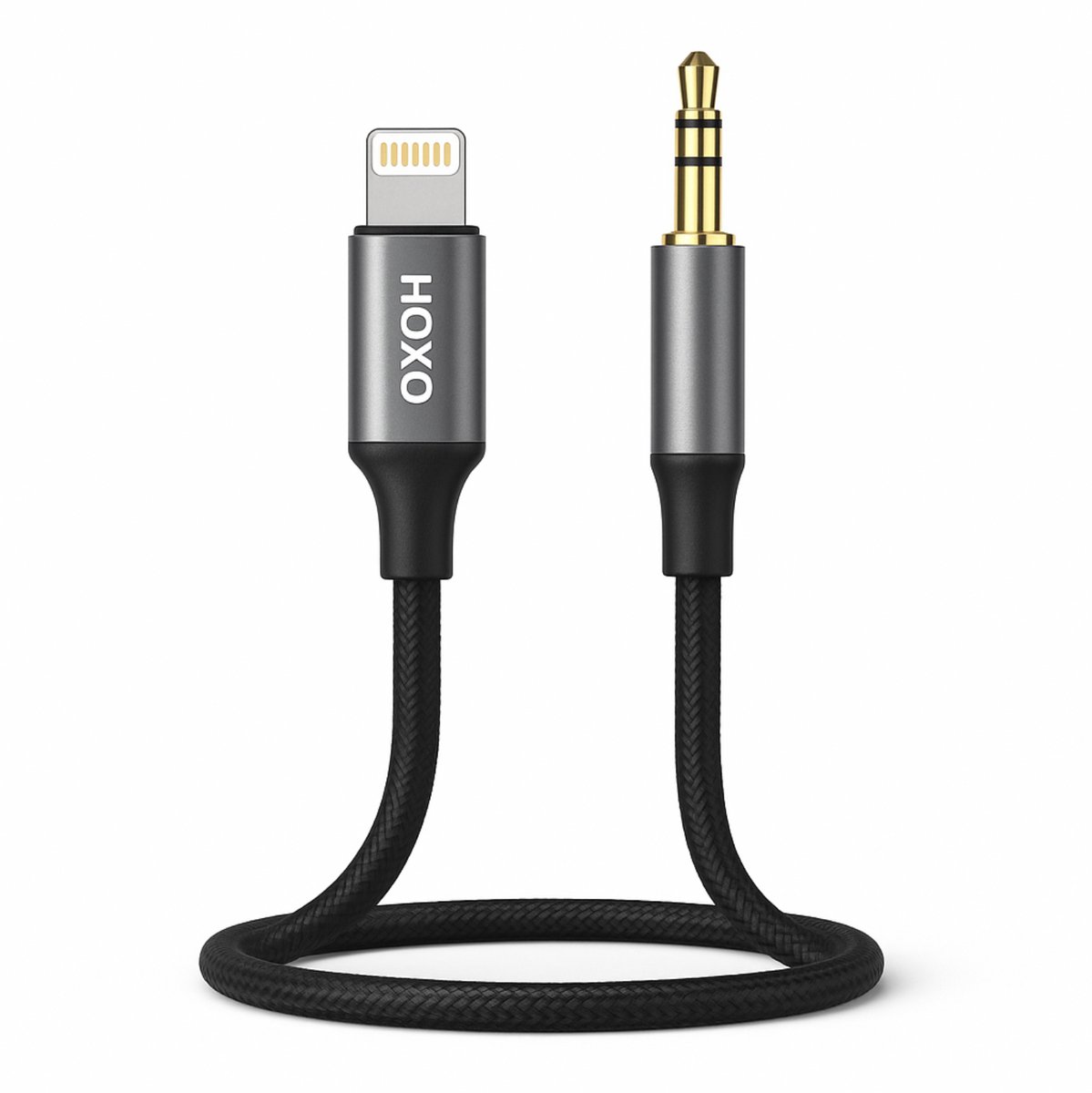 Aux Kabel - Geschikt voor Lightning - 3.5mm Jack Kabel - 1 Meter - Gevlochten Nylon - Muziek transmissie - Speaker Compatibiliteit - Auto Audio - Koptelefoon