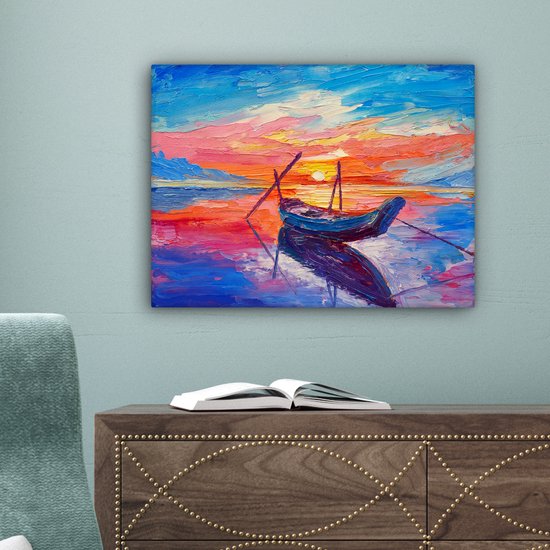 Toile - Peinture - Peinture à l'huile - Bateau - Water - 40x30 cm - Intérieur - Décoration Décoration murale