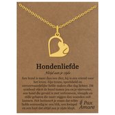 Collier cœur en acier inoxydable sur carte cadeau couleur or - « Dog Love » - 45 cm + 5 cm réglables en acier inoxydable - Joli pendentif cadeau - Pax Amare