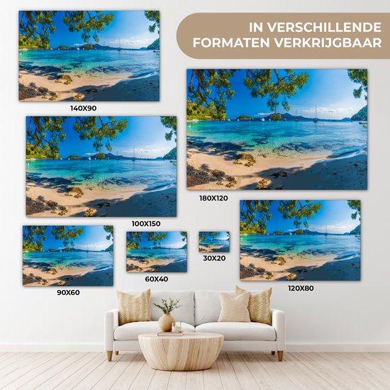 Peintures sur toile - Plage - Mer - Bateau - Majorque - 120x80 cm - Décoration murale