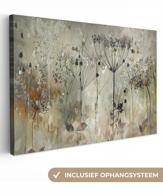 Canvas schilderij - Abstracte bloemen 120x80 - Kamer decoratie accessoires - Schilderijen woonkamer kunst - Wanddecoratie slaapkamer - Muurdecoratie keuken - Wanddoek interieur binnen - Woondecoratie huis - Wall art woonaccessoires