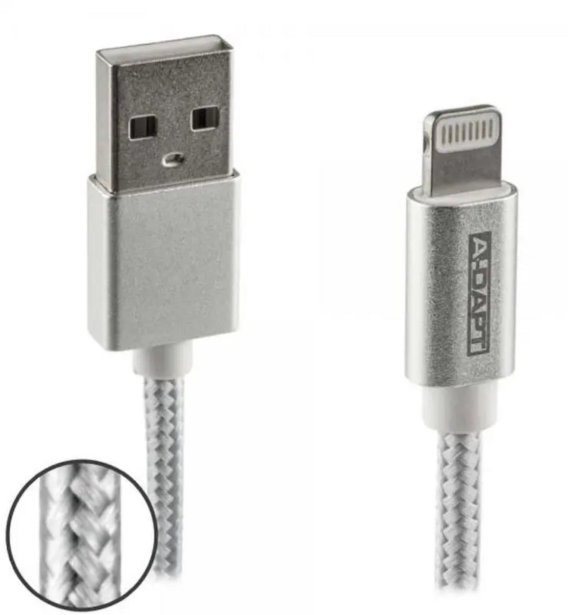 A-dapt Lightning USB-A kabel - gevlochten - nylon