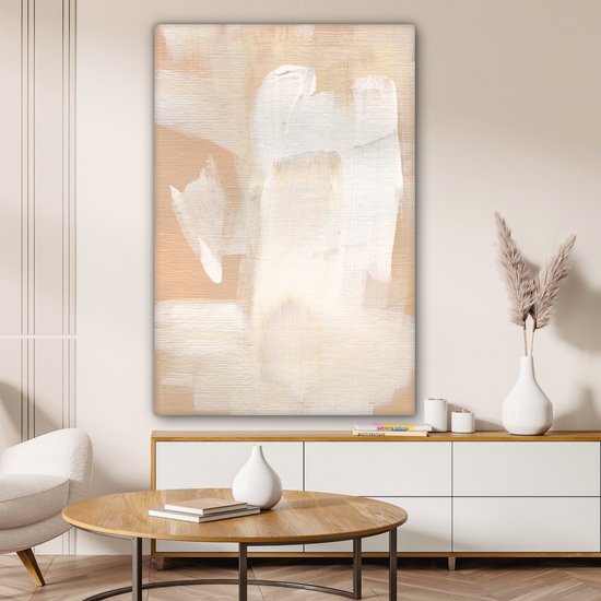 Peinture sur toile - Wit - Beige - Moderne - 80x120 cm - Décoration murale