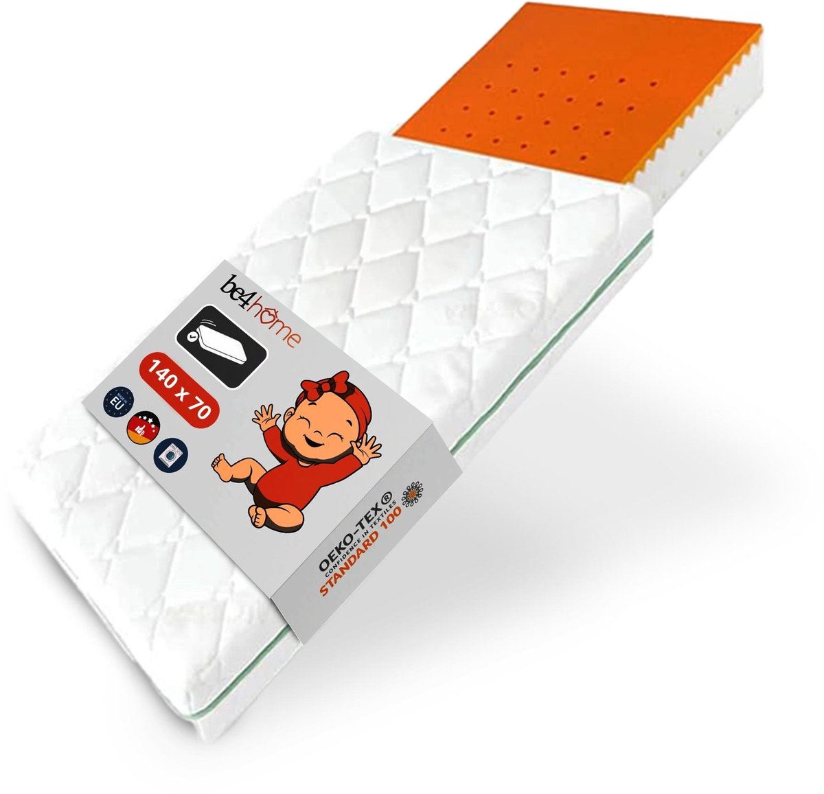 be4home Visco Baby Matras 70x140x11 cm – Koudschuim & Memory Foam, Aloe Vera Hoes, Oeko-TEX