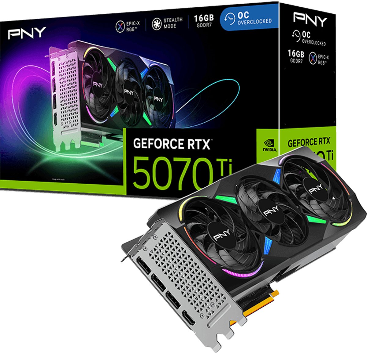 PNY GeForce RTX 5070 Ti 16GB GDDR7 PCIe 5.0 OC (RGB) - Afbeelding 2