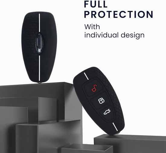 CoverYourKey Finest-Folia FE siliconen beschermhoes voor autosleutels met 3 knoppen, zwart