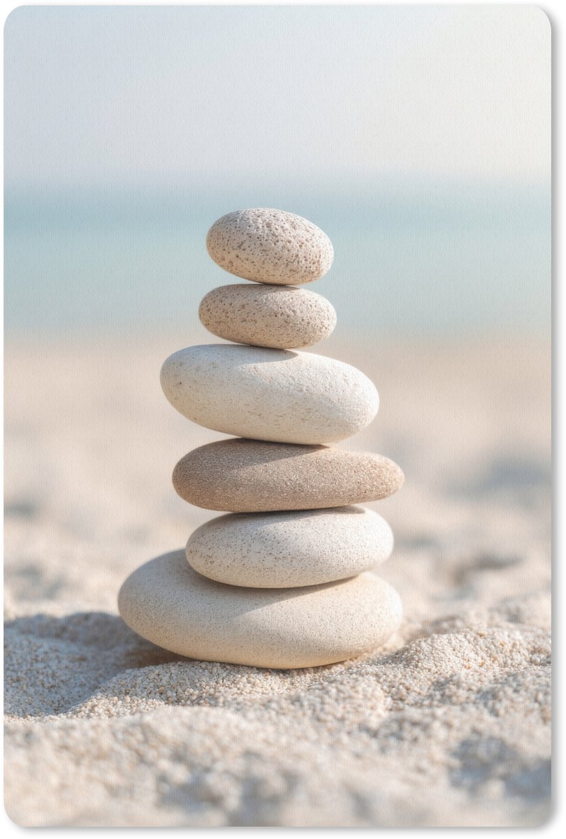 Muismat 18x27 cm - Mousepad Stenen - Stapel - Zand - Zee - Muismatten