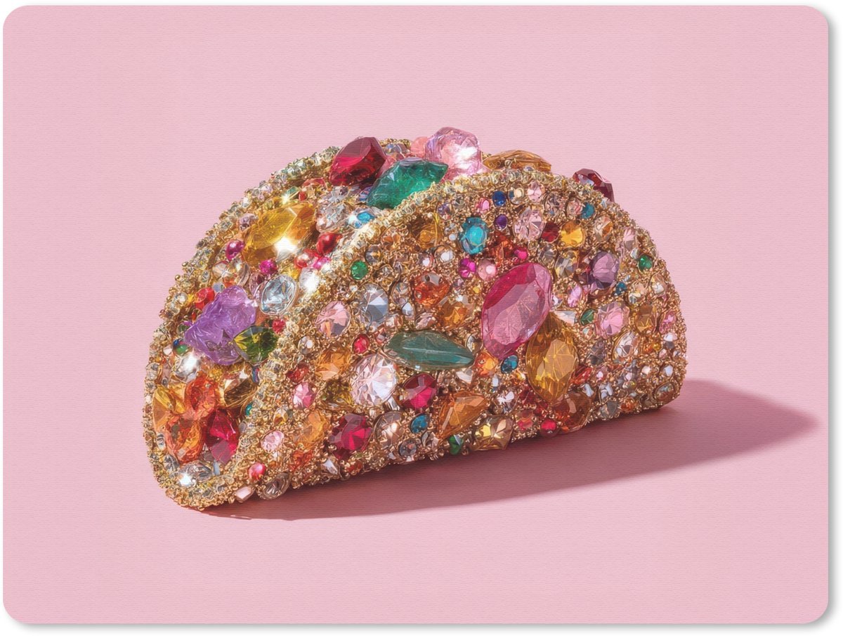 Muismat 23x19 cm - Mousepad Taco - Kleurrijk - Edelstenen - Goud - Muismatten