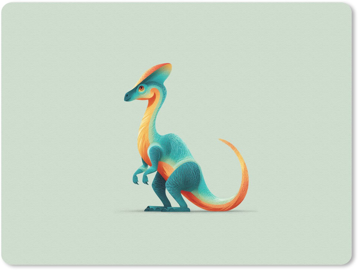 Muismat 23x19 cm - Mousepad Staart - Dino - Minimalistisch - Blauw - Muismatten