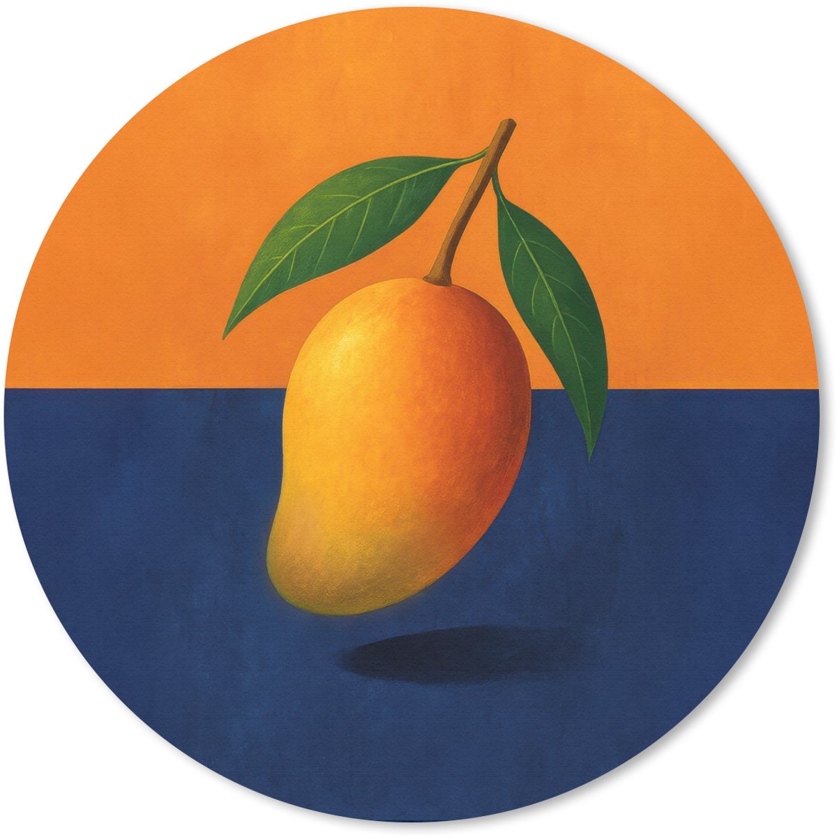 Muismat rond 50x50 cm - Mousepad Mango - Vlakken - Bladeren - Oranje - Ronde muismatten