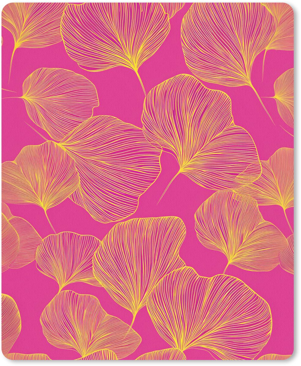 Muismat 19x23 cm - Mousepad Bladeren - Nerven - Grafisch - Roze - Muismatten