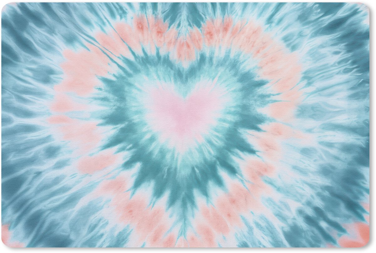 Muismat 27x18 cm - Mousepad Hartvormig - Tie dye - Pasteltinten - Lichtgroen - Muismatten