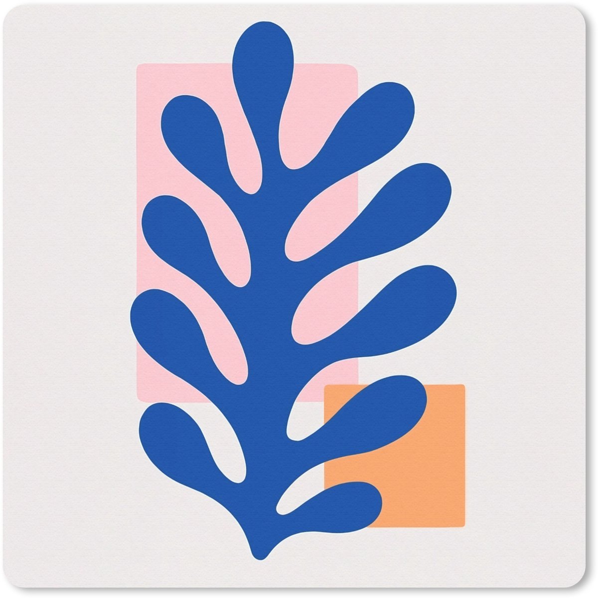 Muismat 20x20 cm - Mousepad Abstract - Blad - Blauw - Rechthoeken - Muismatten