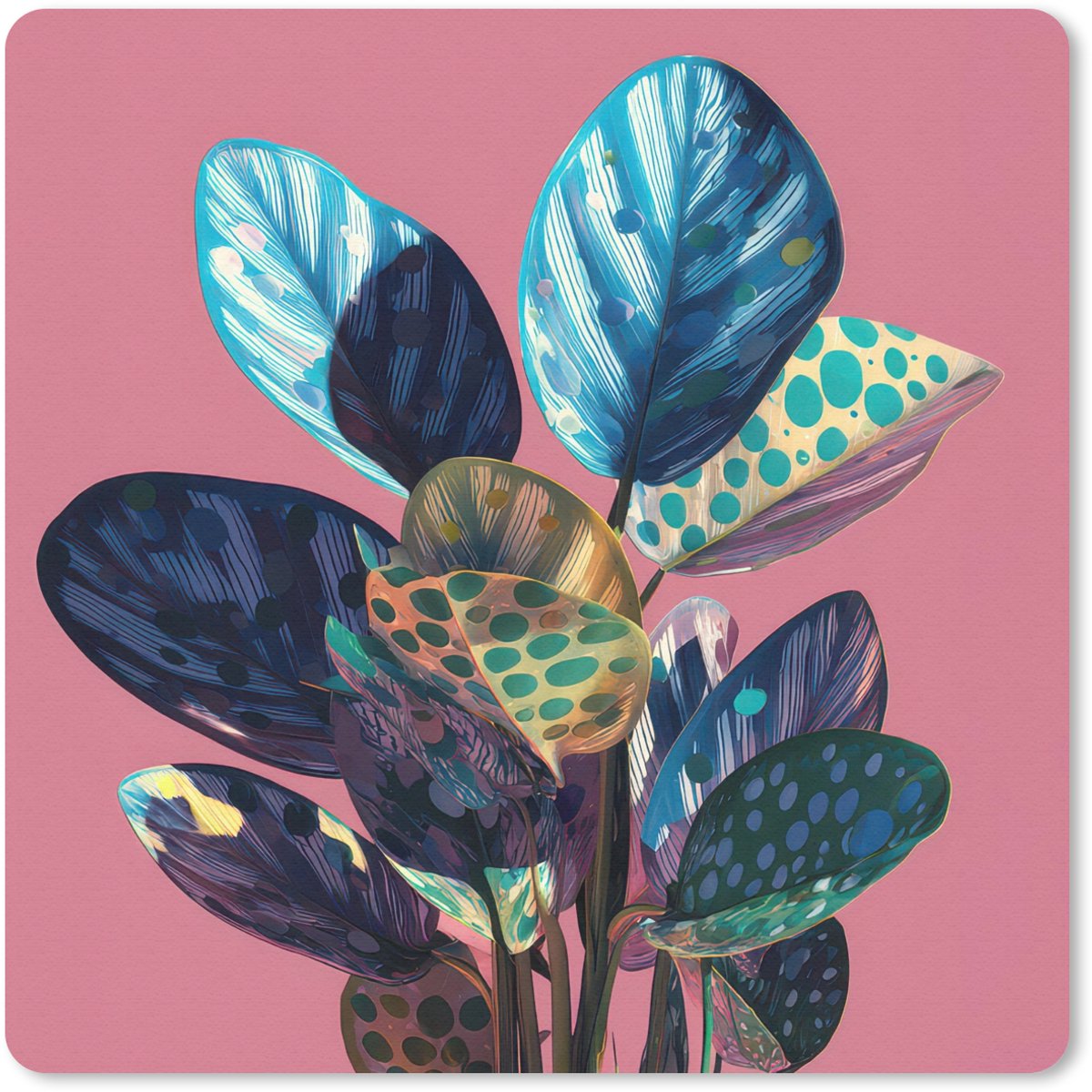 Muismat 20x20 cm - Mousepad Plant - Bladeren - Stippen - Abstract - Muismatten