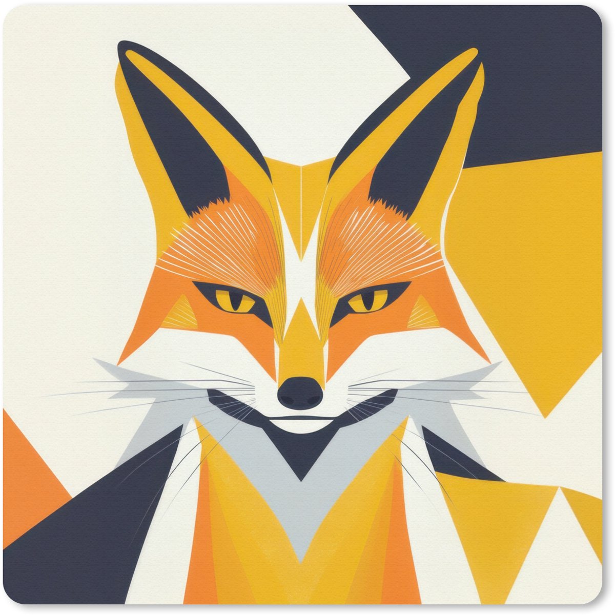 Muismat 20x20 cm - Mousepad Vos - Oranje - Abstract - Driehoeken - Muismatten
