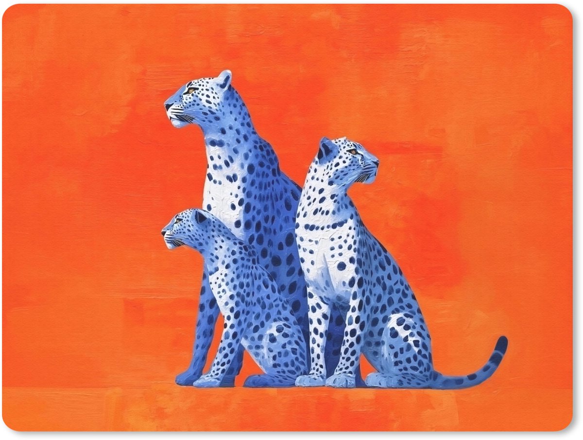 Muismat 23x19 cm - Mousepad Luipaarden - Stippen - Oranje - Muismatten