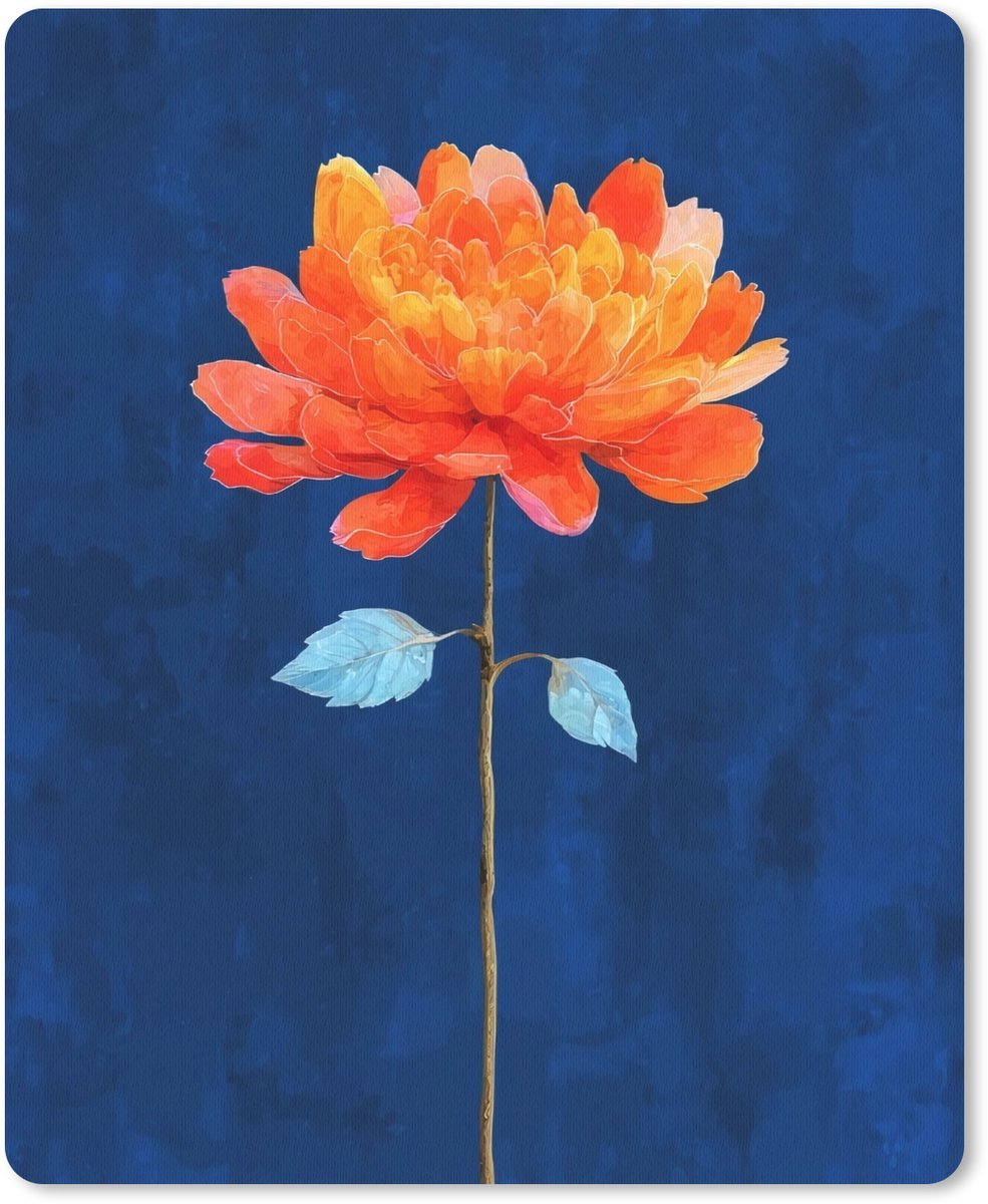 Muismat 19x23 cm - Mousepad Bloem - Oranje - Bladeren - Muismatten