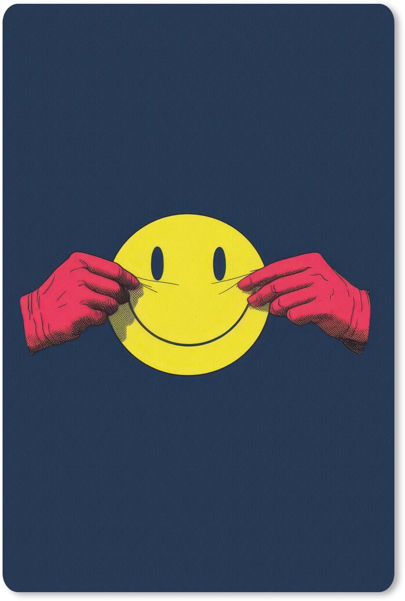 Muismat 18x27 cm - Mousepad Smiley - Geel - Handen - Minimalistisch - Muismatten