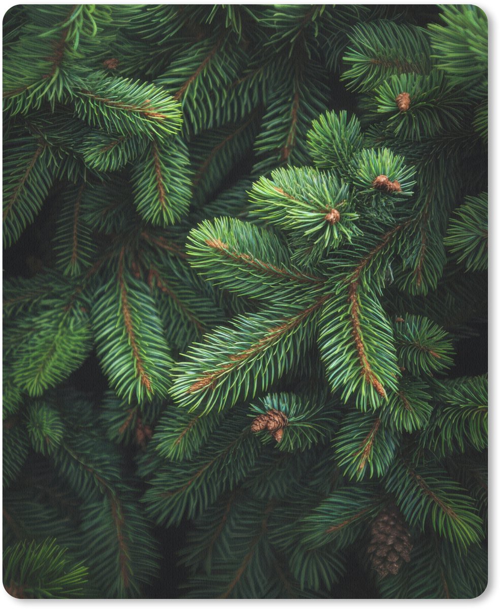Muismat 19x23 cm - Mousepad Sparrentakken - Knoppen - Naalden - Groen - Muismatten
