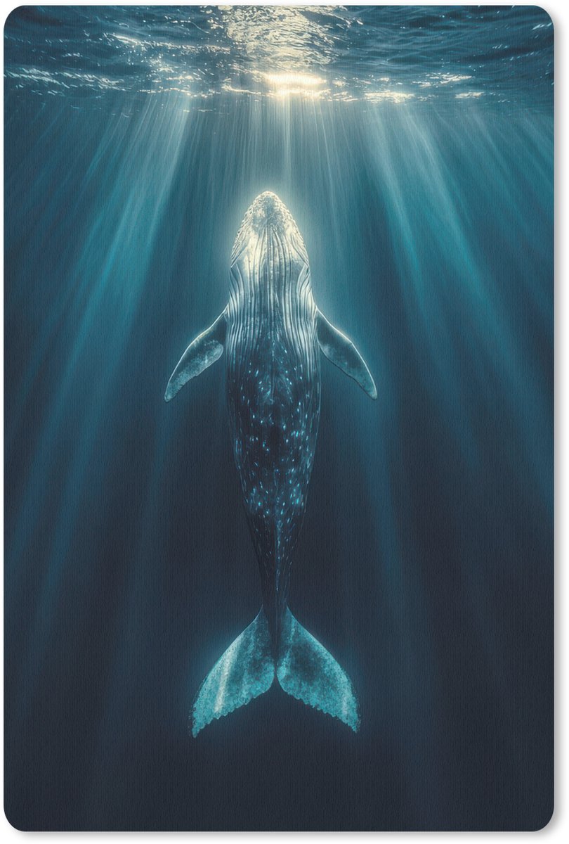 Muismat 18x27 cm - Mousepad Walvis - Water - Zonnestralen - Blauw - Muismatten