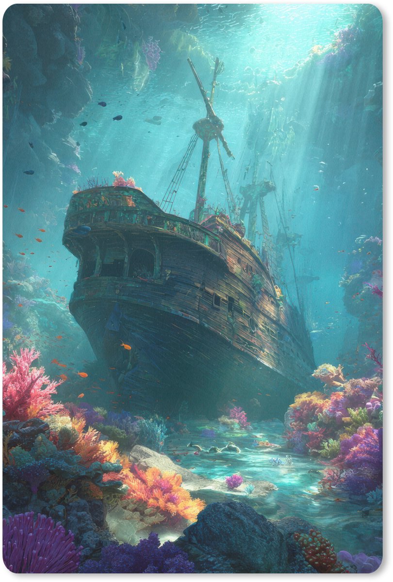 Muismat 18x27 cm - Mousepad Schip - Hout - Koraalriffen - Zonlicht - Muismatten