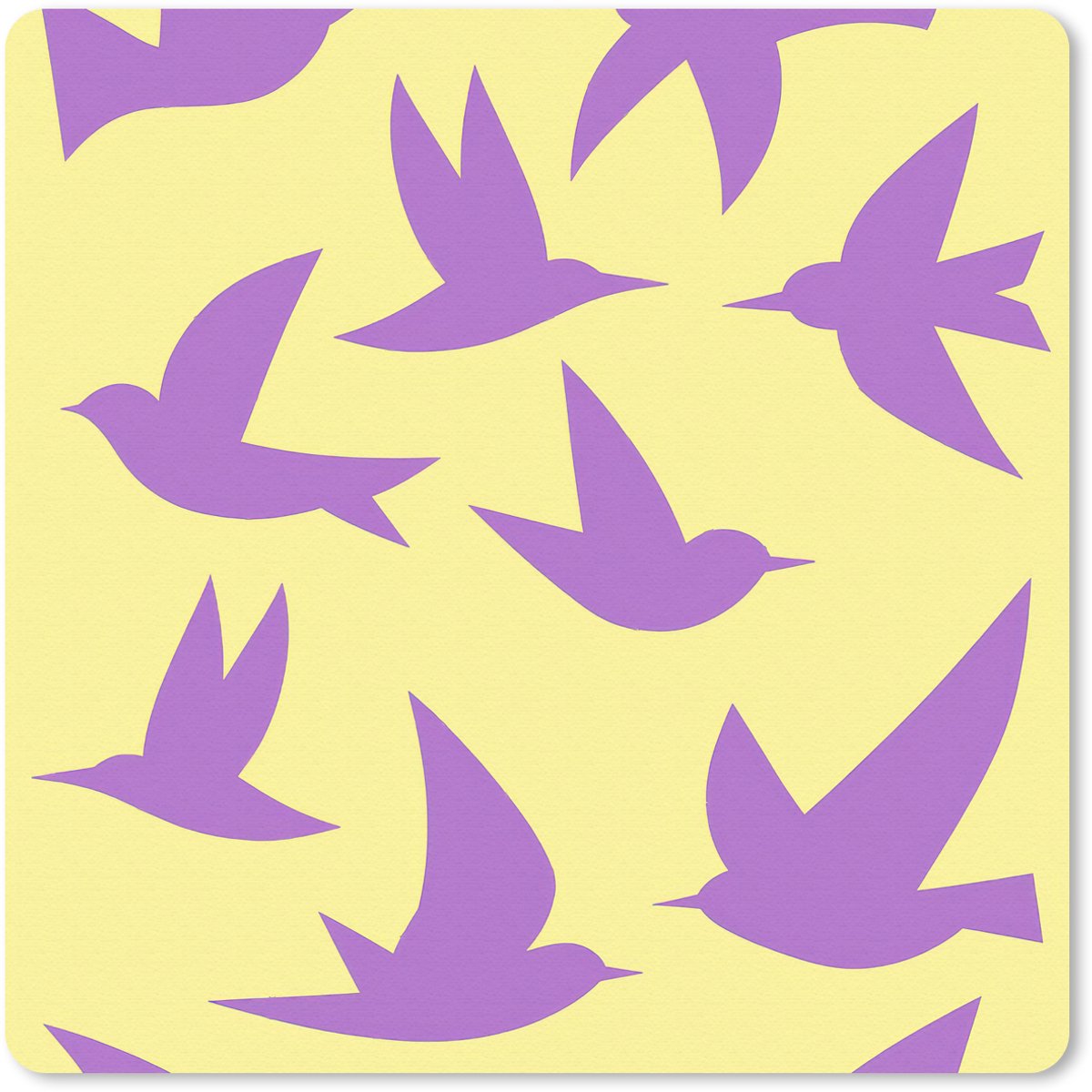 Muismat 30x30 cm - Mousepad Vogels - Cirkel - Geel - Beweging - Muismatten