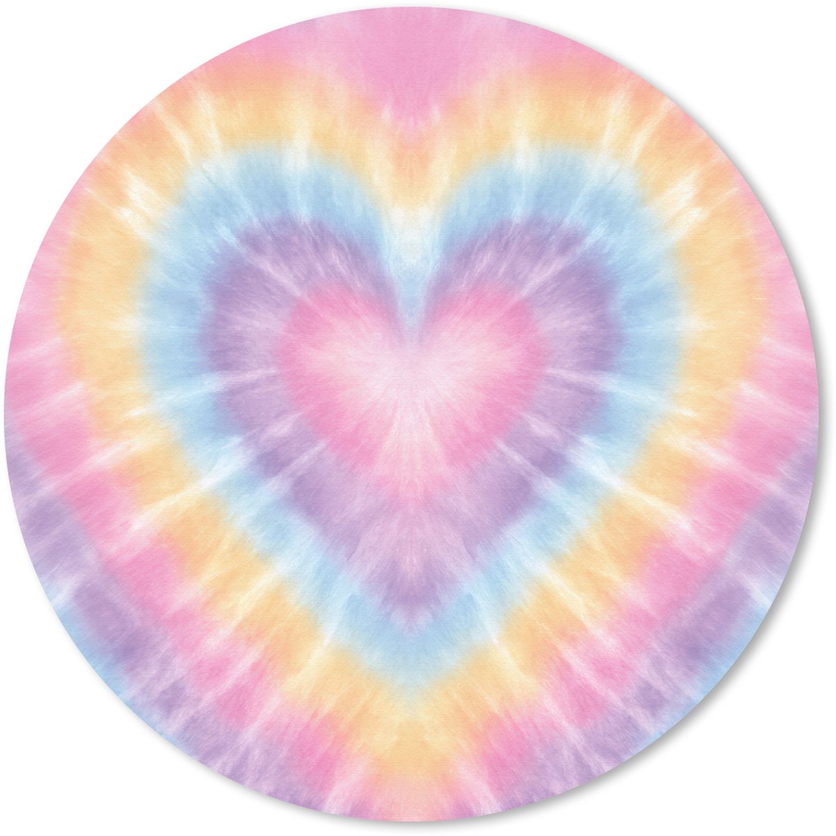 Muismat rond 20x20 cm - Mousepad Hartvorm - Pastelkleuren - Tie Dye - Ronde muismatten