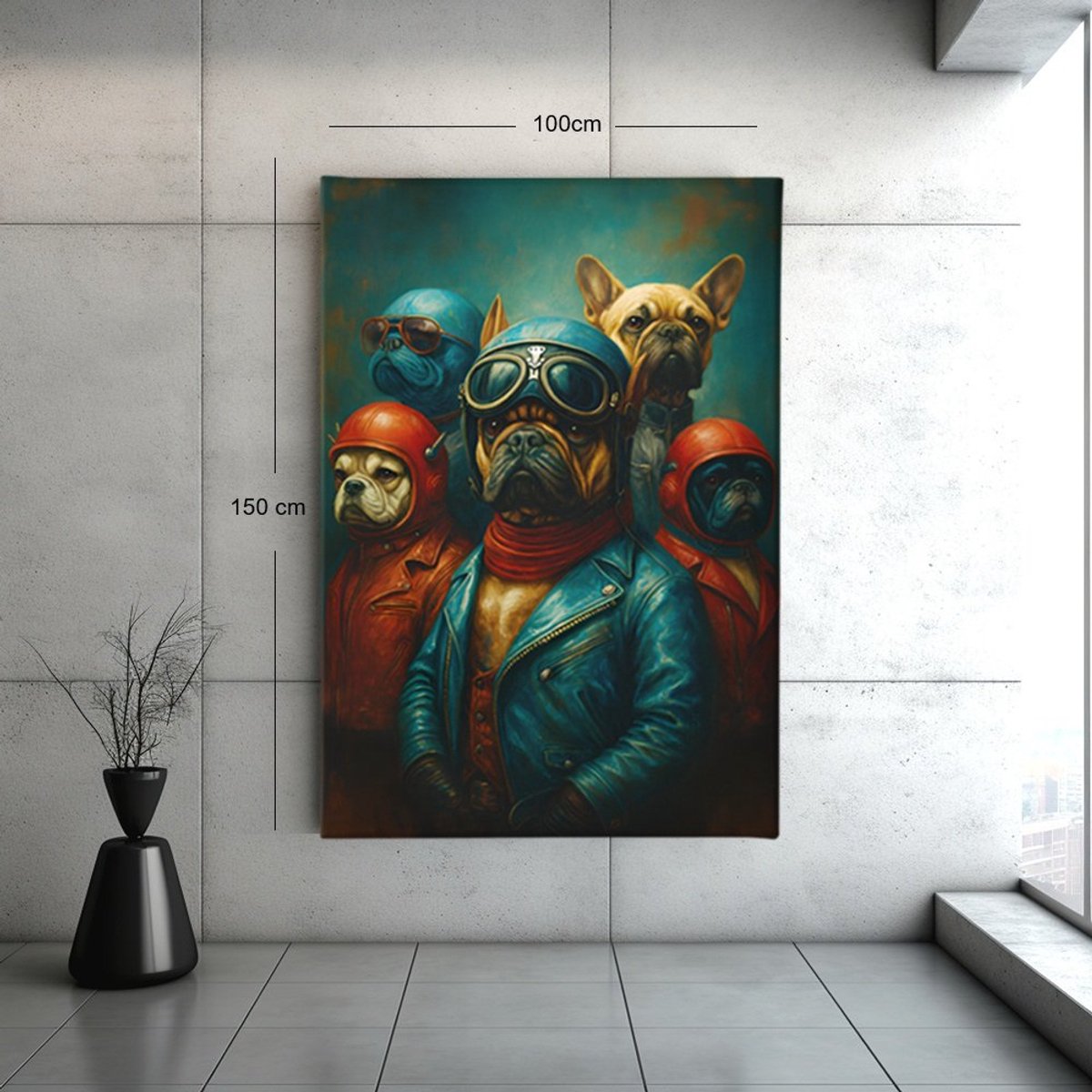 Trendex Global Canvas Schilderij - Honden - Moderne Wanddecoratie - 60x40x2 cm Kleurrijk