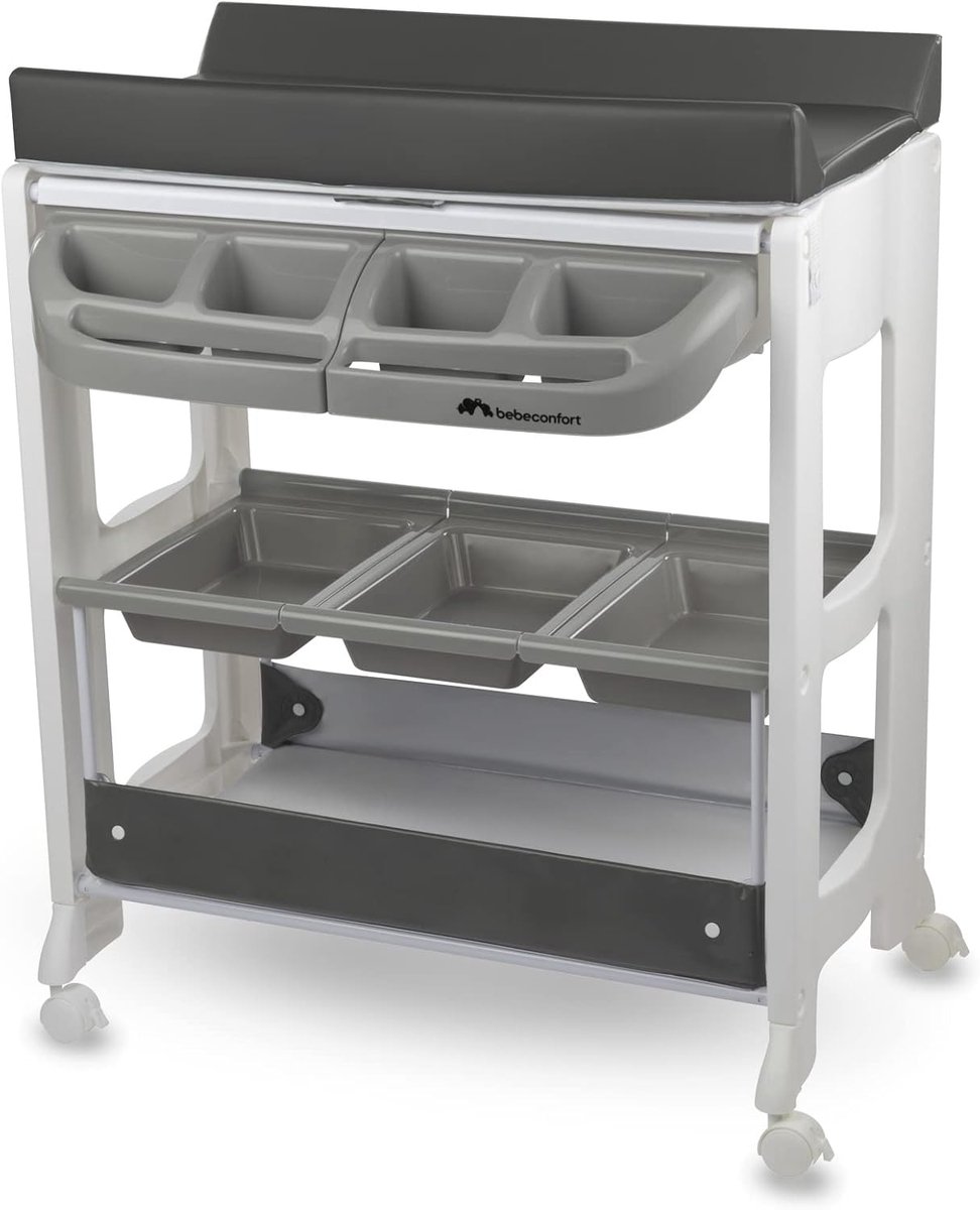 Image of 2-in-1 Baby Bad en Verschoontafel met Wielen en Opbergruimte
