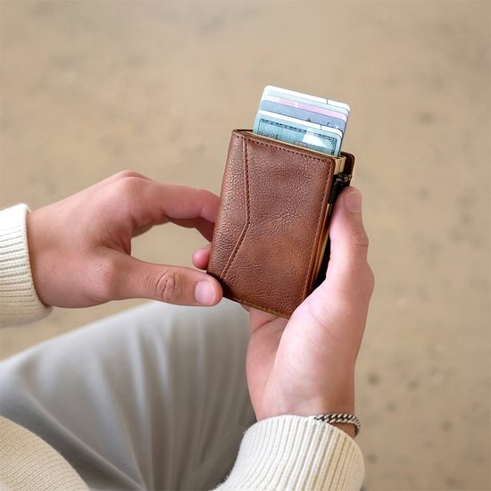 Double | Pasjeshouder Cognac | 14 pasjes briefgeld Double | Pasjeshouder Cognac | 14 pasjes briefgeld