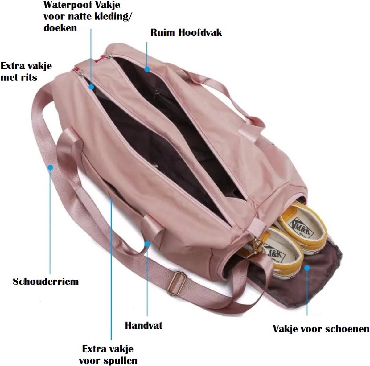 Outplea 50L grote reistas met schoenenvak voor vrouwen, voor overnachting weekendtassen met natte zak, ziekenhuispakket met kleine toilettas, Blauw, 50l, Plunjerugzakken