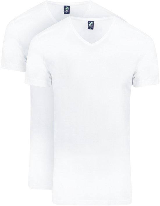 Adapté - Lot de 2 t-shirts en Bamboe à col en V - XXL - Coupe moderne