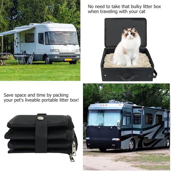 Opvouwbare kattenbak, draagbare kattenbak, kitten voor op reis, waterdicht, eenvoudig te reinigen, nuttig huisdieren, kattentoilet, te gebruiken voor reizen, outdoor, camping, thuisgebruik, 40 x 30 cm